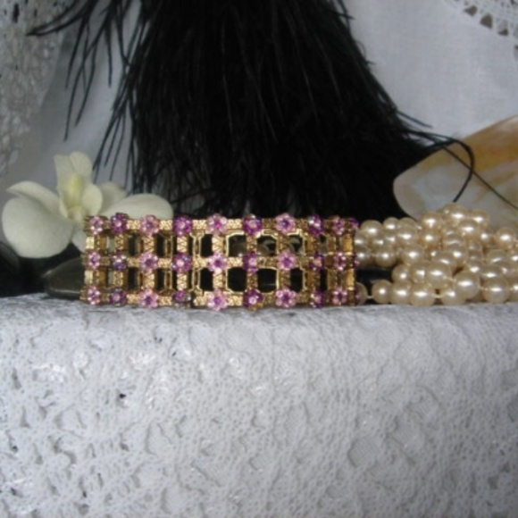 Vintage Bracelet‎ Intricate mesh and flower design - Picture 4 of 5